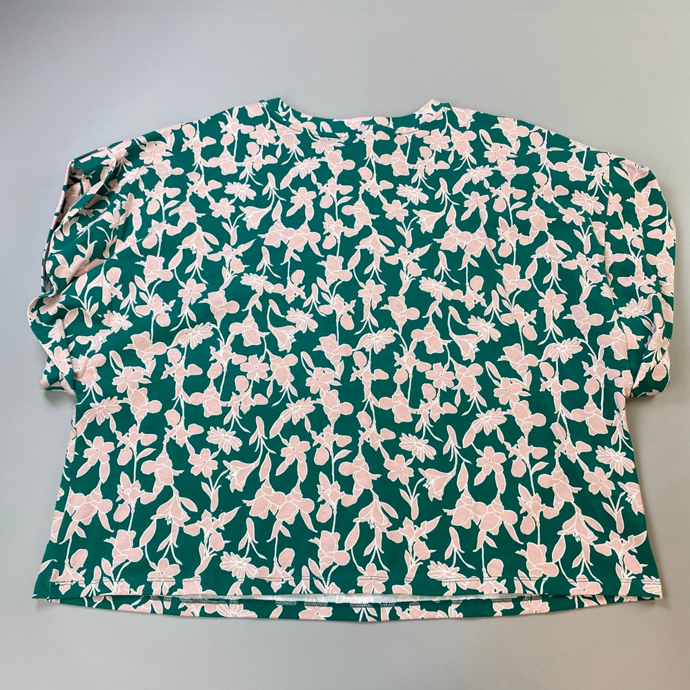 ELOQUII ELEMENTS T-Shirt Women’s 18/20 Green Pink Floral Cap Sleeve Casual Boxy - Picture 2 of 11